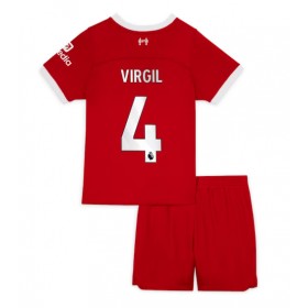 Fotbalové Dres Liverpool Virgil van Dijk #4 Dětské Domácí 2023-24 Krátký Rukáv (+ trenýrky)